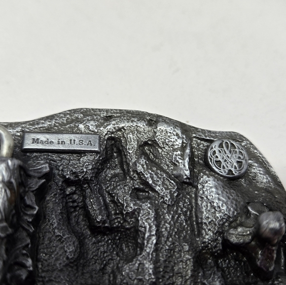 Bergamont Vintage 1984 Brass Works 150 Belt Buckle 3D Native American On Horse - Picture 8 of 11